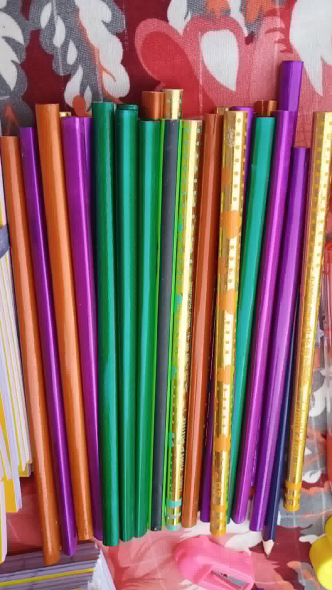 A close-up of colorful pencils for schoolchildren.